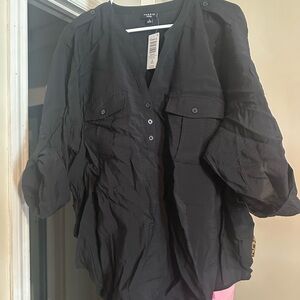 Torrid Deep Black V-Neck Blouse